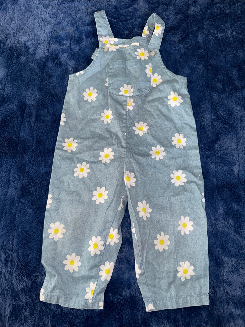 12-18m Cozy Cub Girls' Light Blue Daisy Print Overalls